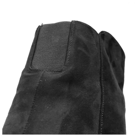 XOXO THAMES Low Block Heel OTK Black Faux Suede Boots Buckle Accent Zipper 8.5M - Picture 16 of 16